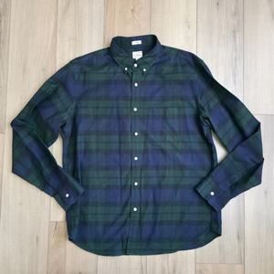 J.Crew Slim American Pima Cotton Plaid Blue/Green Button Down Shirt Men Sz XL